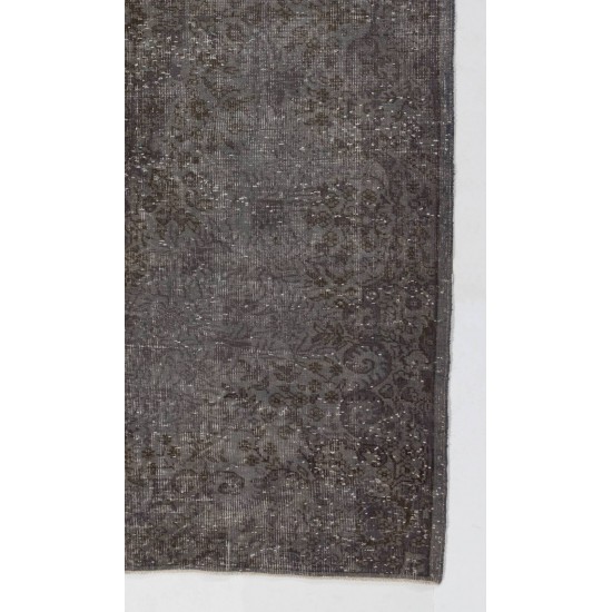 Gray Color OVERDYED Distressed Vintage Turkish Rug
