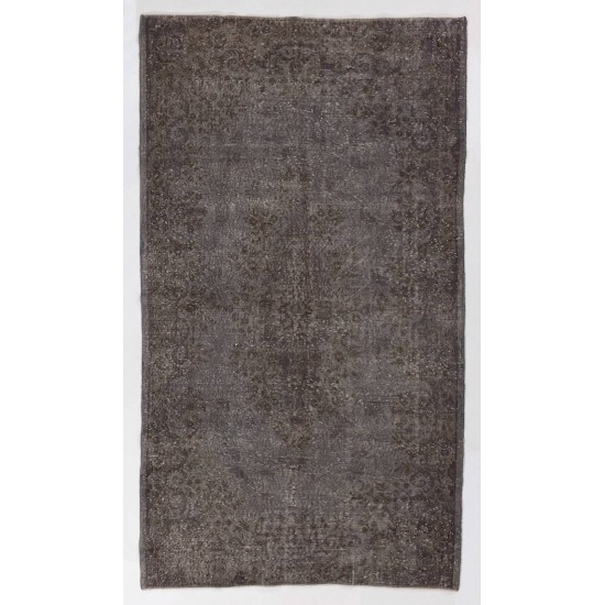 Gray Color OVERDYED Distressed Vintage Turkish Rug