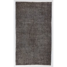 Gray Color Overdyed Distressed Vintage Turkish Area Rug