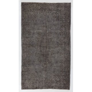 Gray Color Overdyed Distressed Vintage Turkish Area Rug
