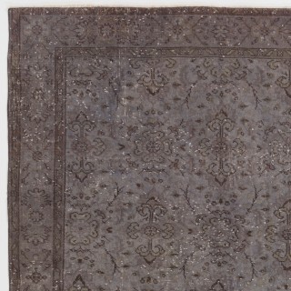 Handmade Turkish Rug in Gray Color, Modern Upcycled Wool Grey Rug