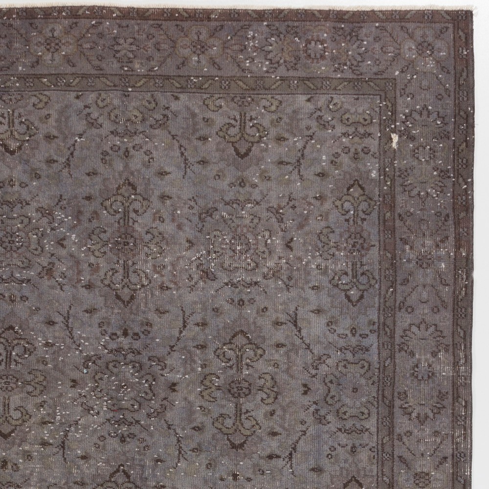 Handmade Turkish Rug in Gray Color, Modern Upcycled Wool Grey Rug