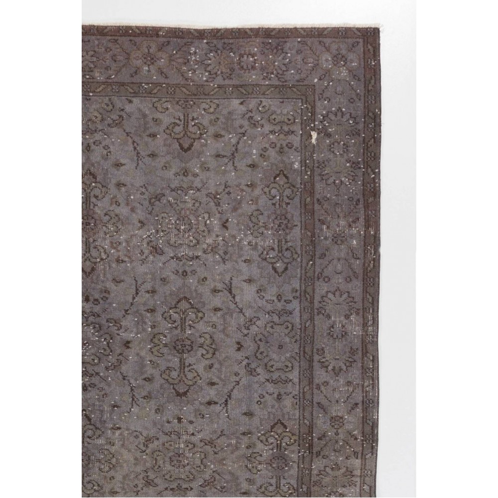 Handmade Turkish Rug in Gray Color, Modern Upcycled Wool Grey Rug