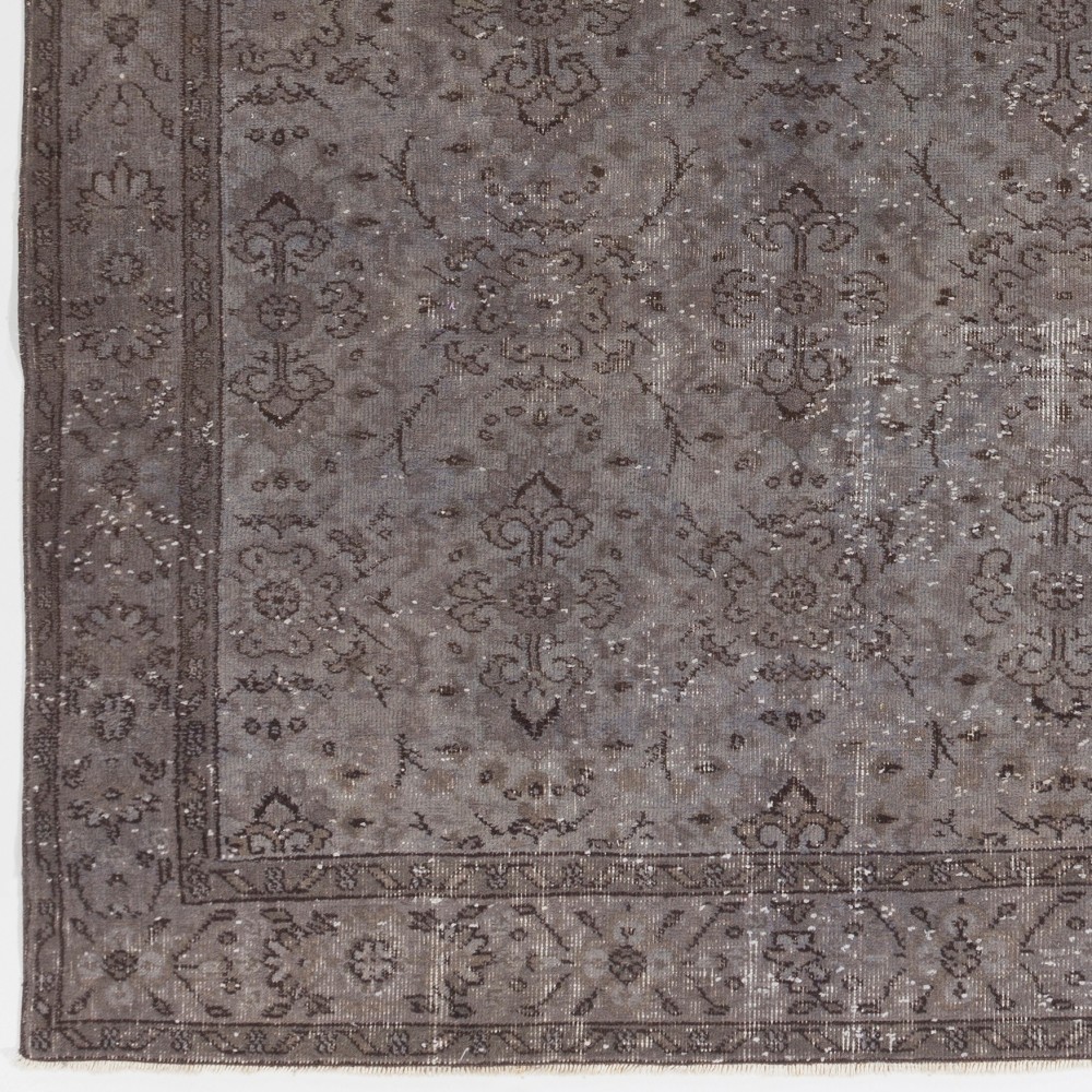 Handmade Turkish Rug in Gray Color, Modern Upcycled Wool Grey Rug