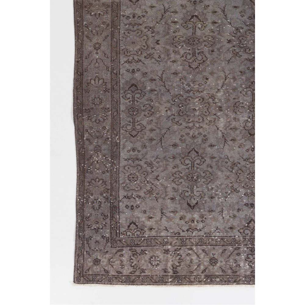 Handmade Turkish Rug in Gray Color, Modern Upcycled Wool Grey Rug
