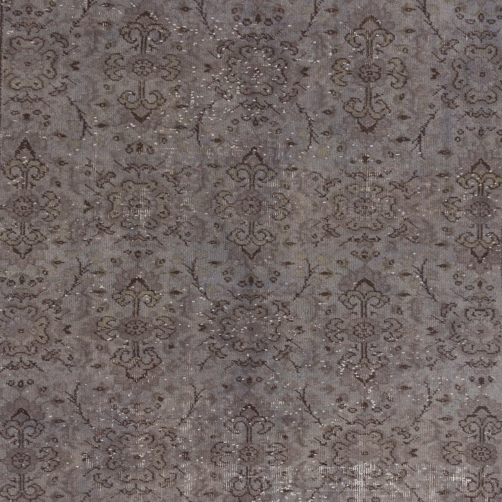 Handmade Turkish Rug in Gray Color, Modern Upcycled Wool Grey Rug
