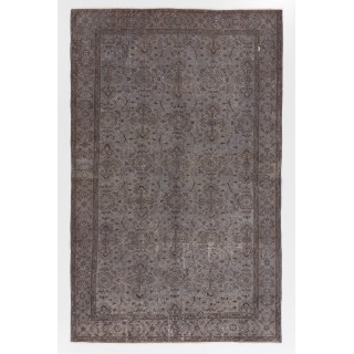 Handmade Turkish Rug in Gray Color, Modern Upcycled Wool Grey Rug