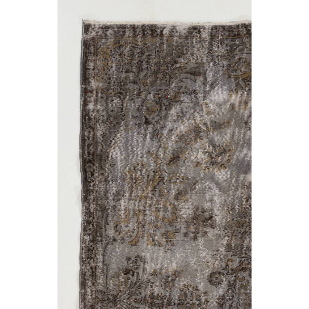 Handmade Turkish Rug in Gray Color, Modern Upcycled Wool Grey Rug