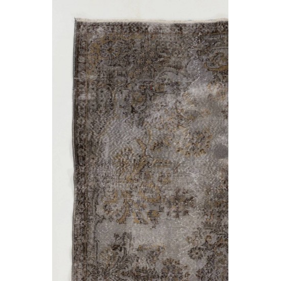 Gray Color OVERDYED Handmade Vintage Turkish Rug