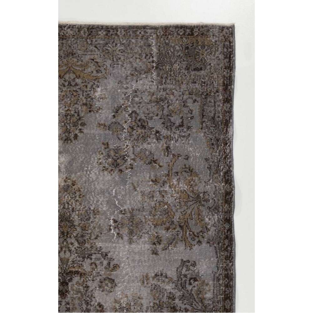 Handmade Turkish Rug in Gray Color, Modern Upcycled Wool Grey Rug