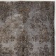 Handmade Turkish Rug in Gray Color, Modern Upcycled Wool Grey Rug