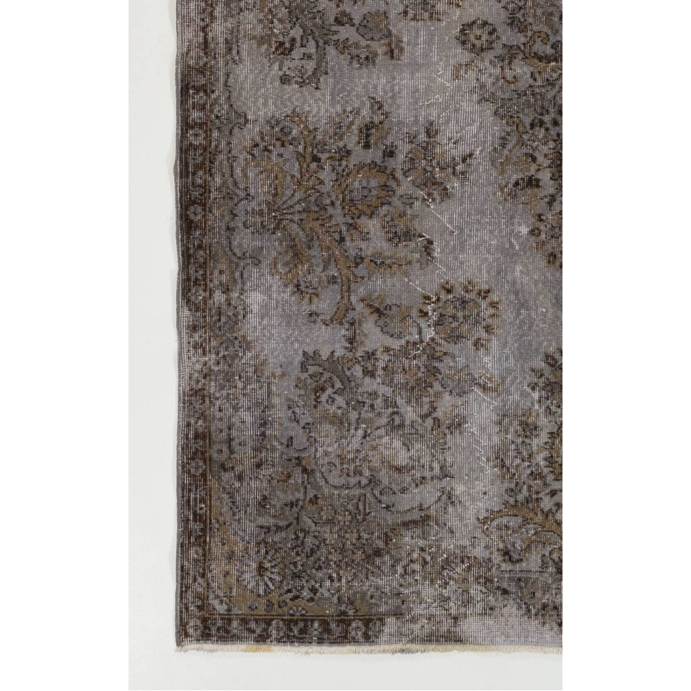 Handmade Turkish Rug in Gray Color, Modern Upcycled Wool Grey Rug