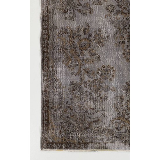 Gray Color OVERDYED Handmade Vintage Turkish Rug