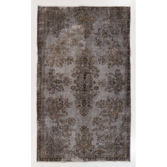 Gray Color OVERDYED Handmade Vintage Turkish Rug