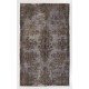 Handmade Turkish Rug in Gray Color, Modern Upcycled Wool Grey Rug