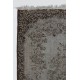 Gray Color Handmade Vintage Turkish Rug with Medallion Design