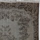 Gray Color Handmade Vintage Turkish Rug with Medallion Design