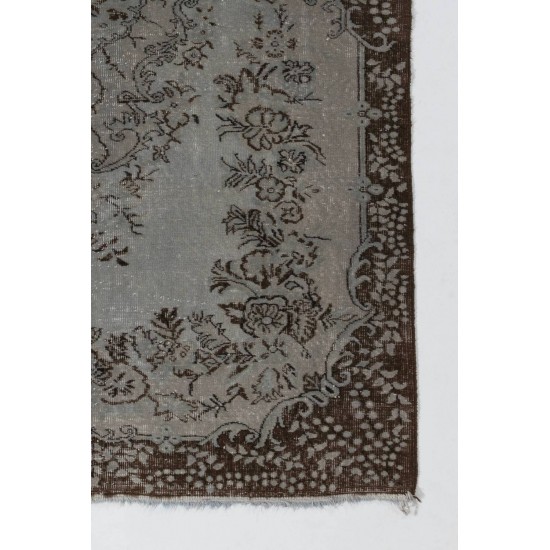 Gray Color OVERDYED Handmade Vintage Turkish Rug with Medallion Design Gray Color OVERDYED Handmade Vintage Turkish Rug with Medallion Design