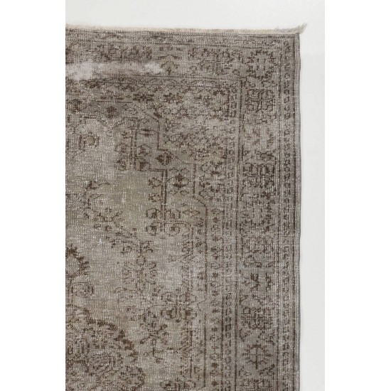 Gray Color OVERDYED Handmade Vintage Turkish Rug