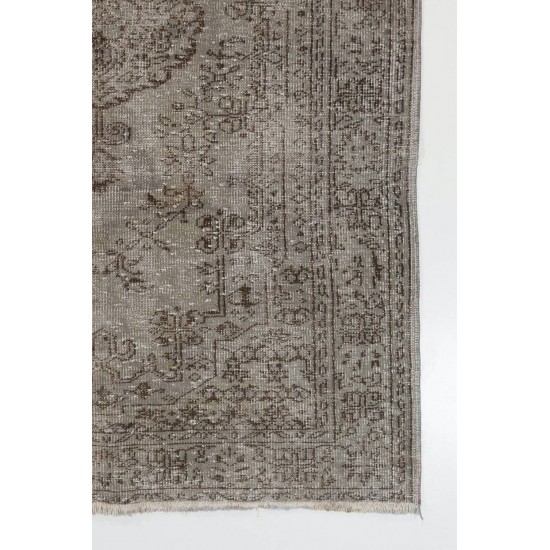 Gray Color OVERDYED Handmade Vintage Turkish Rug