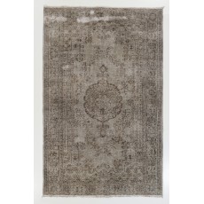 Handmade Turkish Rug in Gray Color, Modern Upcycled Wool Grey Rug