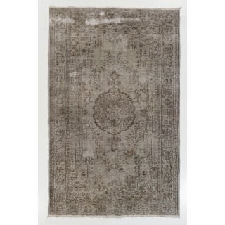 Handmade Turkish Rug in Gray Color, Modern Upcycled Wool Grey Rug
