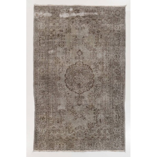 Gray Color OVERDYED Handmade Vintage Turkish Rug