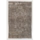 Handmade Turkish Rug in Gray Color, Modern Upcycled Wool Grey Rug