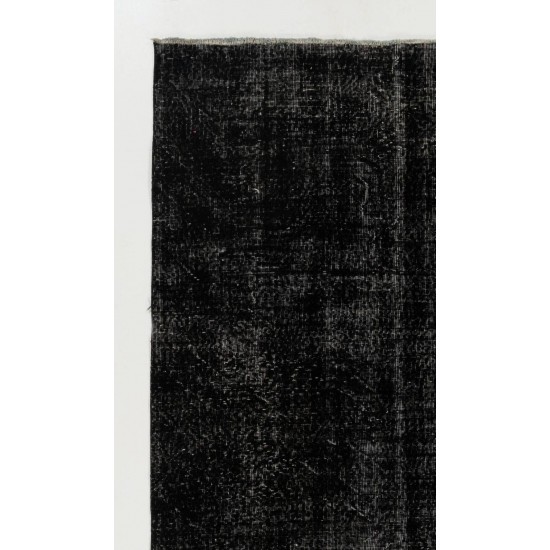 Distressed Vintage Handmade Turkish Rug Over-dyed in Black & Gray Color. Distressed Vintage Handmade Turkish Rug Over-dyed in Black & Gray Color.