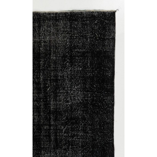 Distressed Vintage Handmade Turkish Rug Over-dyed in Black & Gray Color. Distressed Vintage Handmade Turkish Rug Over-dyed in Black & Gray Color.