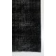 Distressed Vintage Handmade Turkish Rug Over-dyed in Black & Gray Color. 