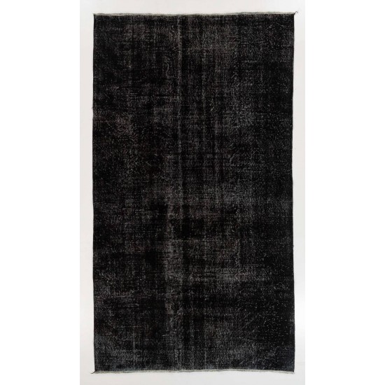 Distressed Vintage Handmade Turkish Rug Over-dyed in Black & Gray Color. Distressed Vintage Handmade Turkish Rug Over-dyed in Black & Gray Color.