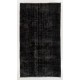 Distressed Vintage Handmade Turkish Rug Over-dyed in Black & Gray Color. 