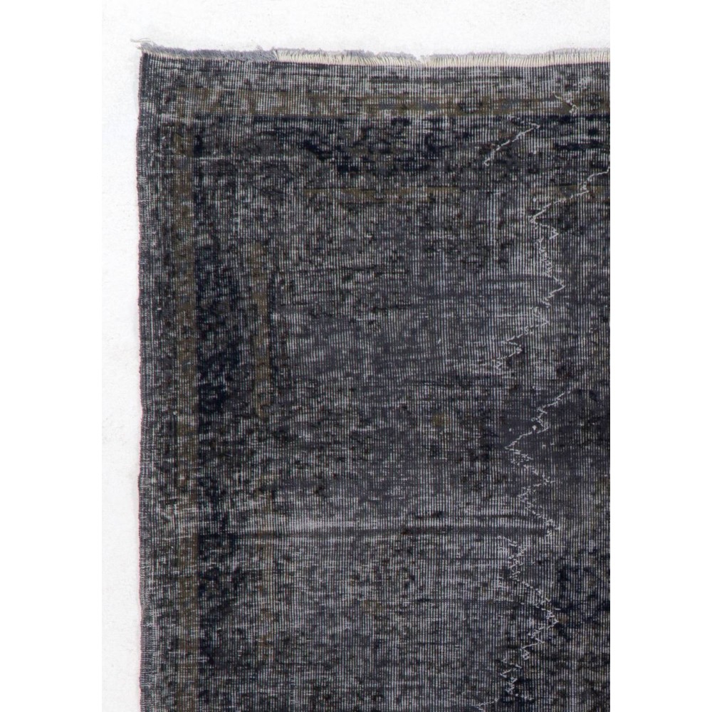 Handmade Turkish Rug in Black Color, Modern Upcycled Wool Rug