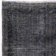 Handmade Turkish Rug in Black Color, Modern Upcycled Wool Rug
