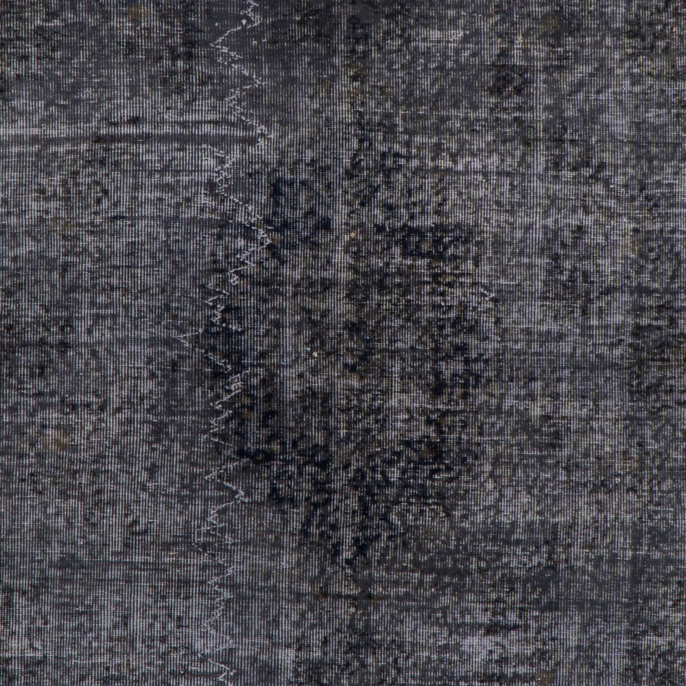 Handmade Turkish Rug in Black Color, Modern Upcycled Wool Rug