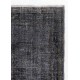 Handmade Turkish Rug in Black Color, Modern Upcycled Wool Rug