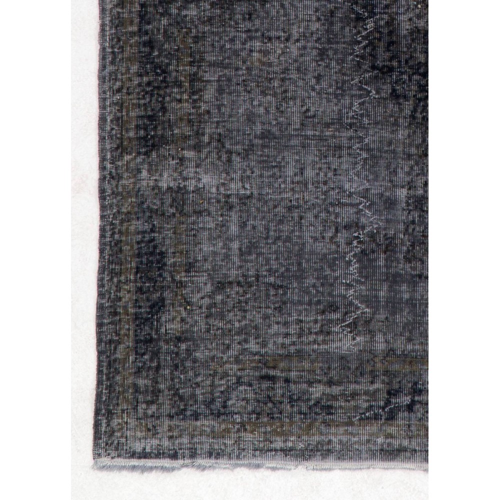 Handmade Turkish Rug in Black Color, Modern Upcycled Wool Rug