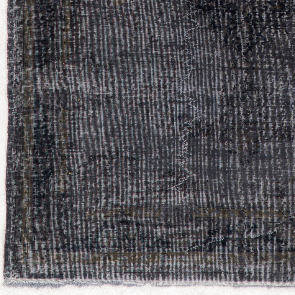 Handmade Turkish Rug in Black Color, Modern Upcycled Wool Rug