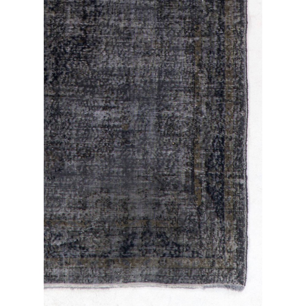 Handmade Turkish Rug in Black Color, Modern Upcycled Wool Rug