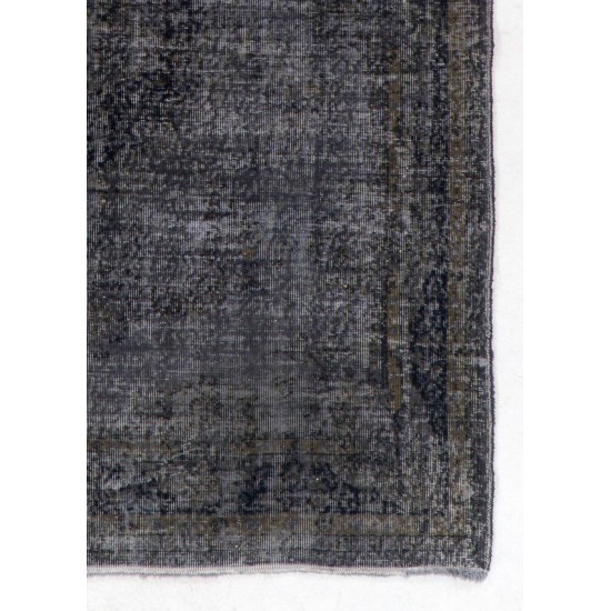 Gray Color OVERDYED Handmade Vintage Turkish Rug