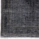 Handmade Turkish Rug in Black Color, Modern Upcycled Wool Rug