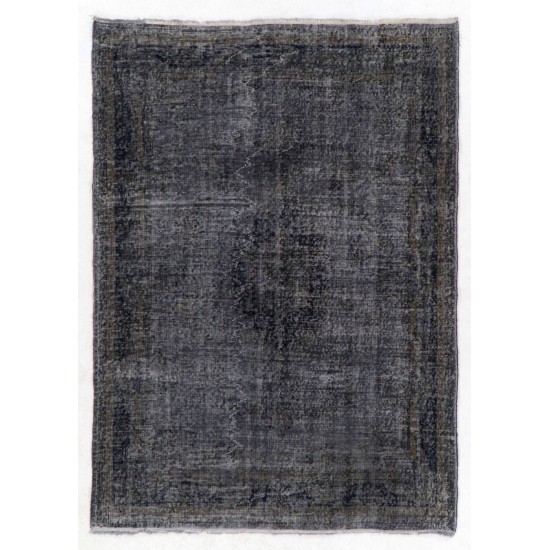 Gray Color OVERDYED Handmade Vintage Turkish Rug