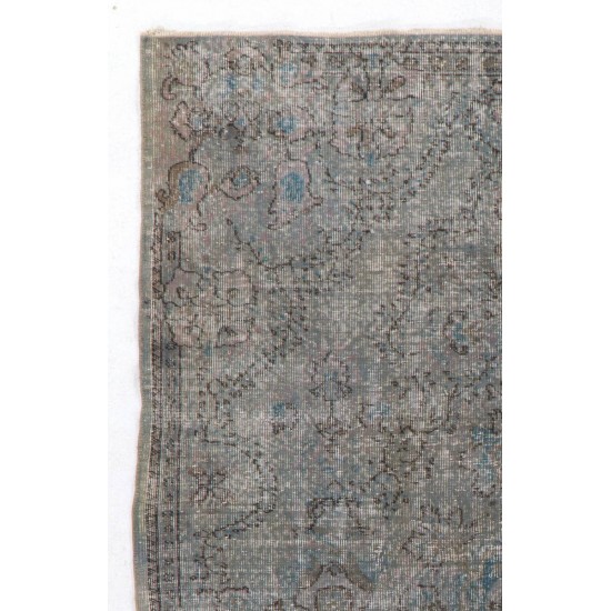 Gray Color OVERDYED Handmade Vintage Turkish Rug for Modern Interiors Gray Color OVERDYED Handmade Vintage Turkish Rug for Modern Interiors