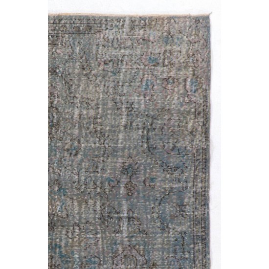 Gray Color OVERDYED Handmade Vintage Turkish Rug for Modern Interiors Gray Color OVERDYED Handmade Vintage Turkish Rug for Modern Interiors