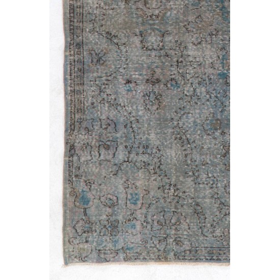 Gray Color OVERDYED Handmade Vintage Turkish Rug for Modern Interiors Gray Color OVERDYED Handmade Vintage Turkish Rug for Modern Interiors