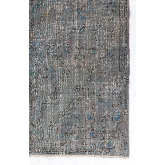 Gray Color OVERDYED Handmade Vintage Turkish Rug for Modern Interiors Gray Color OVERDYED Handmade Vintage Turkish Rug for Modern Interiors