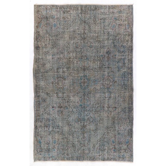 Gray Color OVERDYED Handmade Vintage Turkish Rug for Modern Interiors Gray Color OVERDYED Handmade Vintage Turkish Rug for Modern Interiors