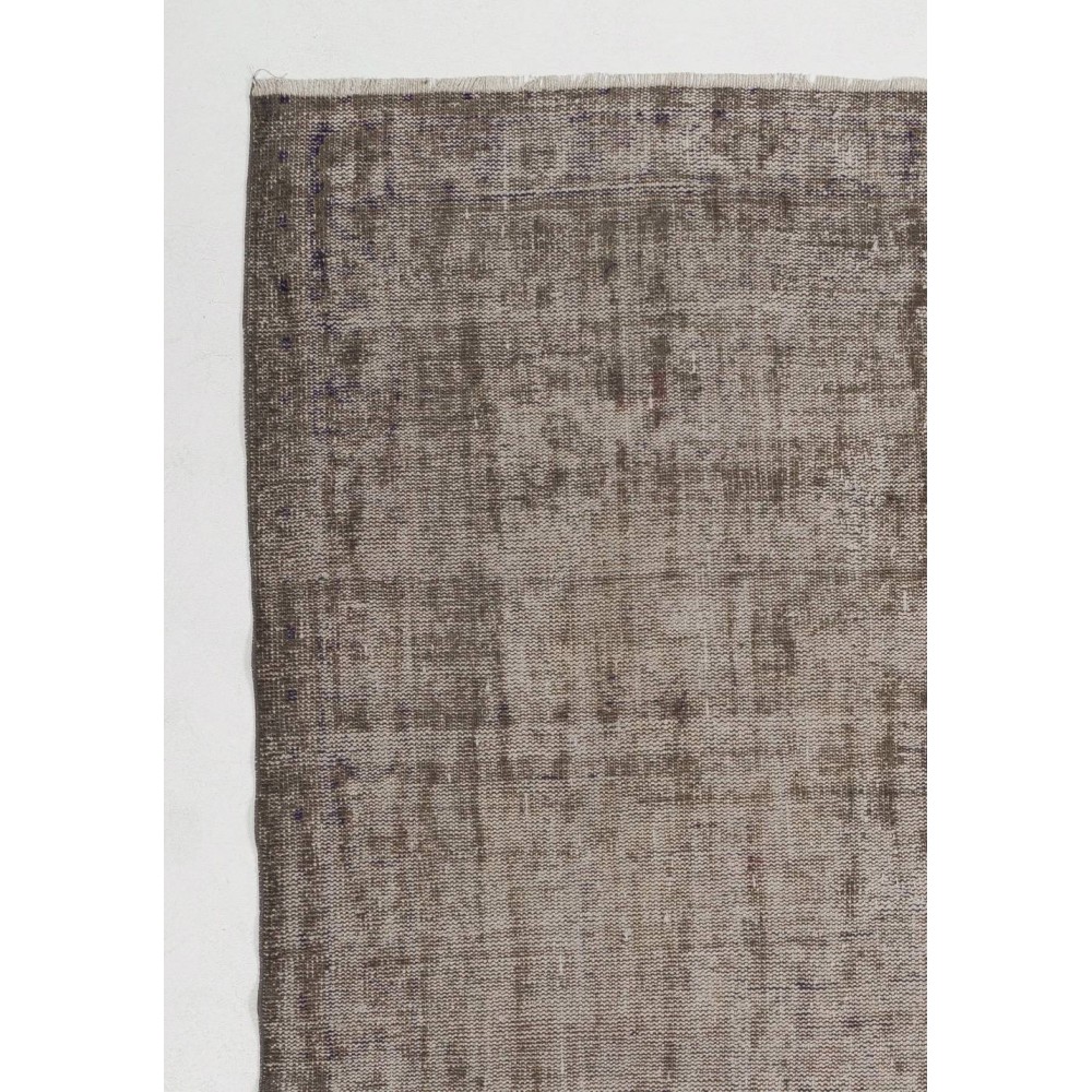 Gray Color Overdyed Distressed Vintage Turkish Rug