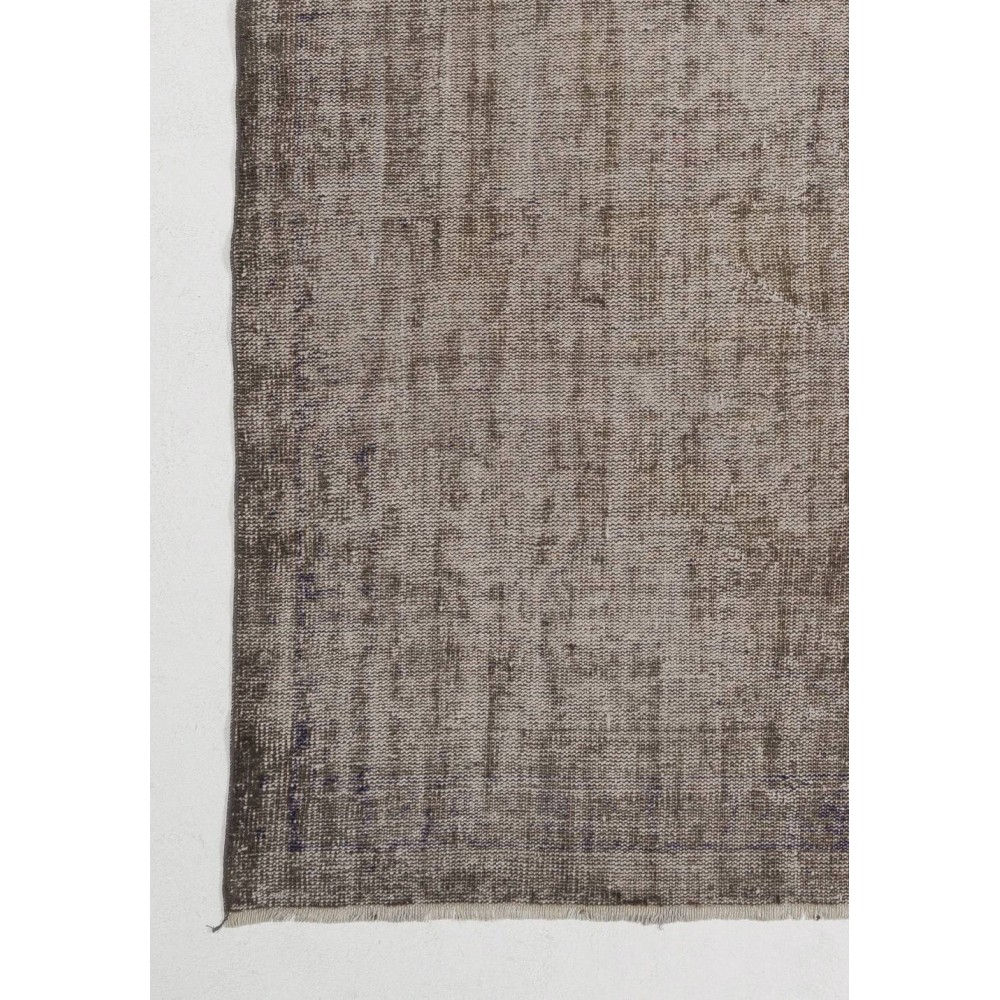 Gray Color Overdyed Distressed Vintage Turkish Rug